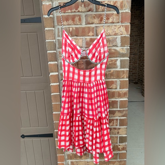 Mo Maya Runa Check Print V- Neckline Sleeveless Mini Dress NWT - Picture 6 of 7